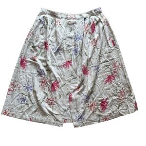 Vintage Alfred Dunner Linen Blend Floral Midi Knee Length Skirt Size 18